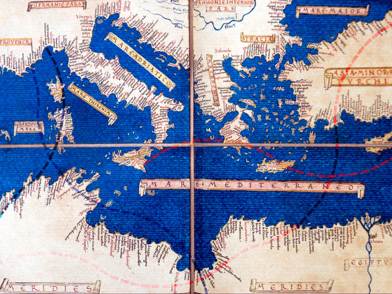 mappa medievale del Mediterraneo